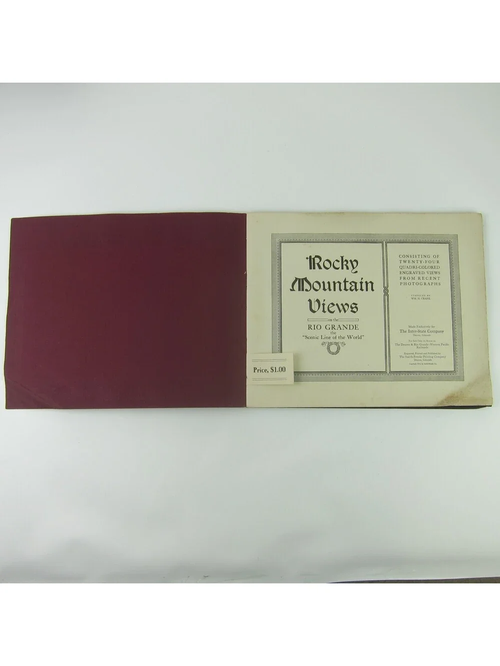 Antique 1914 Book Colorado Rocky Mountain Views on the Rio Grande Railroad Train